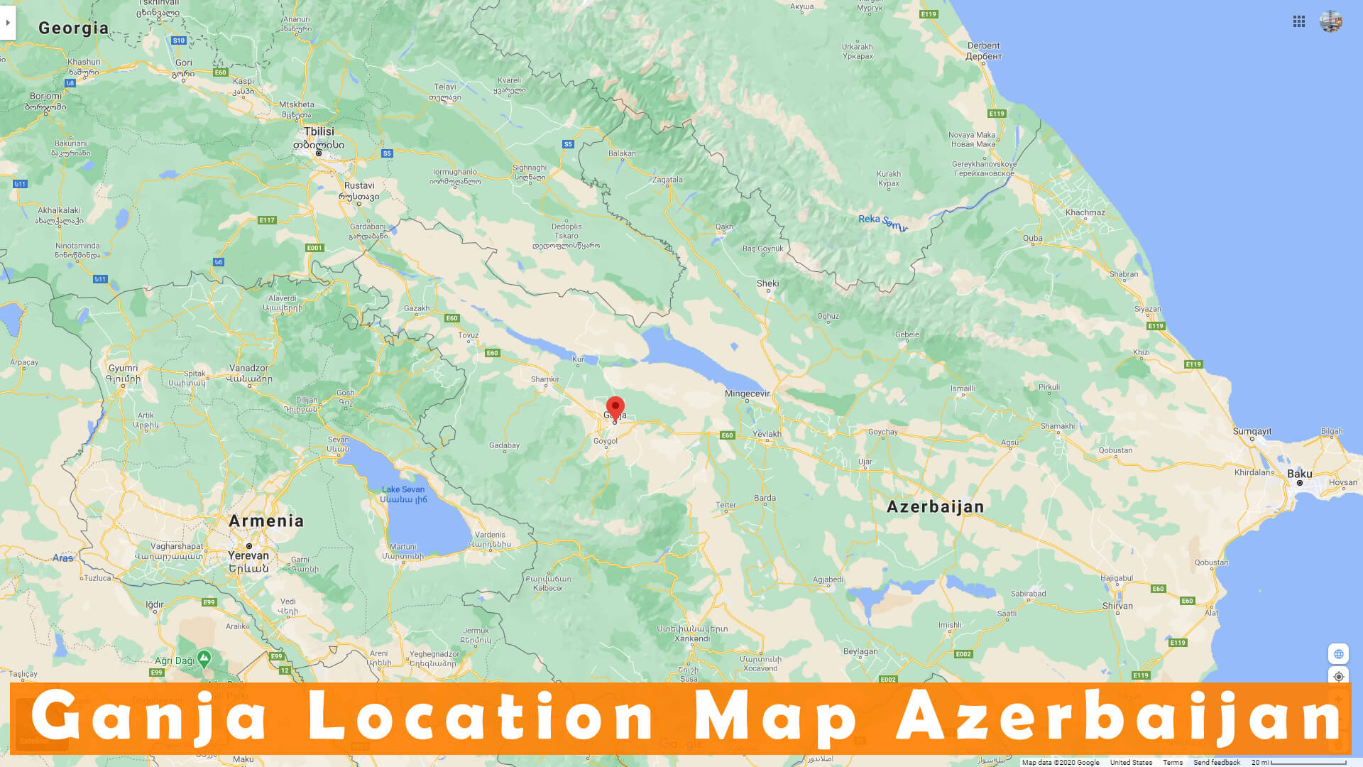 Ganja Emplacement Carte Azerbaidjan